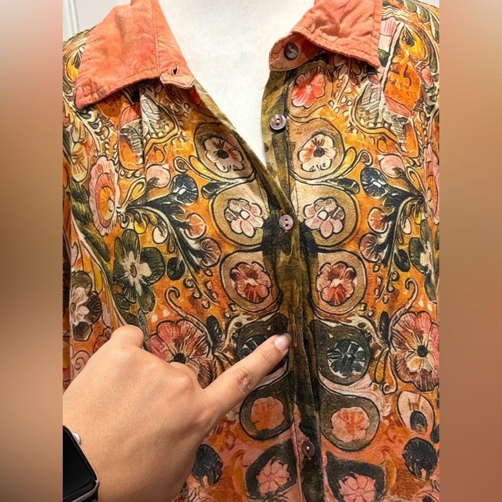 Natural Life Fional Floral Print Button-Up Tunic Dress Size XL - Picture 7 of 9